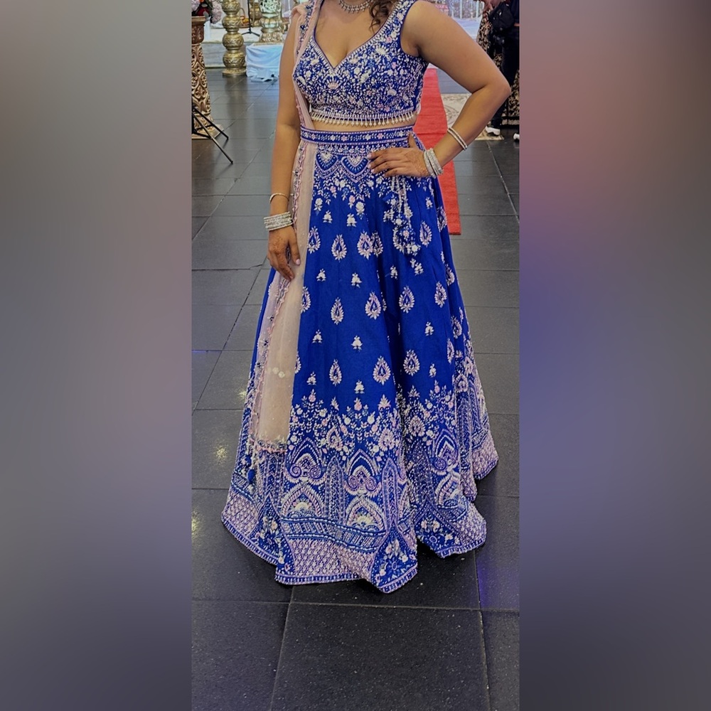 Ethnic Indian Wear Blue and Pink Maxi Skirt